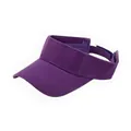 Detailed close-up of purple sun visor hat showing twill fabric texture and velcro strap - Adjustable / Purple