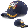 Casquette de baseball bleu marine avec broderie aigle, lettres USA et détails de laurier - Griffe D'aigle Bleu Foncé