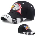 Casquette de baseball noir et blanc avec aigle américain et broderie drapeau USA - Aigle Étoile Noir