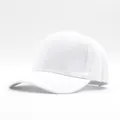 Detailed view of the pure white cotton twill baseball cap fabric and 6-panel stitching - Adjustable / White