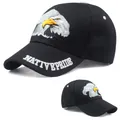 Casquette de baseball en coton noir avec broderie d'aigle et texte Native Pride - Aigle Lettre Noir