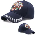 Casquette de baseball bleu marine avec broderie aigle et texte Native Pride sur la visière - Aigle Lettre Bleu Marine
