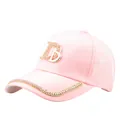Casquette de baseball rose avec logo DB en strass et bordure brillante décorée - Réglable / Rose