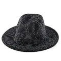 Macro shot of handcrafted black fedora hat with shimmering black rhinestone embellishments - Black Hat with Black Rhinestones