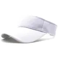 Detail view of the fine stitching and twill texture on white sun visor cap - Adult Adjustable / White