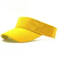 Close-up of bright yellow sun visor showing durable fabric texture and neat stitching - Yellow