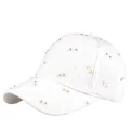 White baseball cap with floral embroidery and colorful rhinestones for women - White