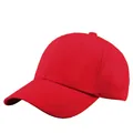 Classic red cotton baseball cap in solid color with adjustable strap and curved brim - Adjustable / Red