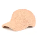 Thick warm women's baseball cap in peach pink textured fleece for outdoor autumn and winter - Adjustable / Khaki