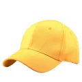 Minimalist solid yellow cotton baseball cap with classic six-panel structure for sun protection - Adjustable / Yellow
