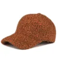 Close-up of caramel thick boucle textured baseball cap showing warm wool-like fabric detail - Adjustable / Coffee