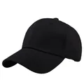 Classic plain black cotton baseball cap with six-panel structure and adjustable curved brim - Adjustable / Black
