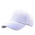 Classic white cotton baseball cap with six-panel structure and breathable eyelets - Adjustable / White