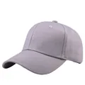 Classic light grey six-panel cotton baseball cap with curved brim for sun protection - Adjustable / Gray