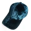 Detailed view of the dark green velvet texture and sheen on a baseball cap - Adjustable / Dark Green
