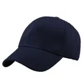 Classic dark blue solid cotton baseball cap with pre-curved brim and six-panel crown - Adjustable / Navy Blue