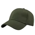 Deep green cotton six-panel baseball cap with reinforced stitched brim for sun protection - Adjustable / Army Green