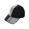 Black baseball cap with high-density silver rhinestones and a structured cotton crown - Black Silver Rhinestone