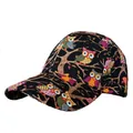 Berretto da baseball nero con stampe di gufi colorati e design casual a tesa curva - Nero