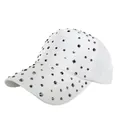 White baseball cap with sparkling rhinestones and studs for a trendy outdoor look - One Size(Adjustable) / White