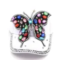 White baseball cap with colorful rhinestone butterfly and sparkly brim for women - White
