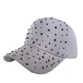 Fashionable light purple baseball cap with sparkling dark rhinestones on the crown - One Size(Adjustable) / Gray