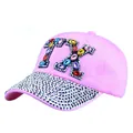 Pink baseball cap with TX rhinestone logo and crystal embellished brim for women - One Size / Pink