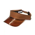 Detailansicht des braunen PVC-Sonnenschirms mit Twill-Struktur und dem Waschetikett - Braun