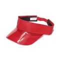 Detailansicht eines roten PVC-Sonnenschirms mit Schweißband aus 100% Polyester und Etikett - Rot