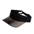 Schwarze Sonnenblende für Damen und Herren mit braunem PVC-Schirm und Polyesterband - Schwarz