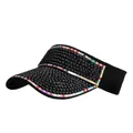 Black sun visor hat with sparkling rhinestones and colorful crystal rainbow accents - Black/Black Zirconia