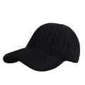 Women's black cable knit baseball cap with ribbed texture for winter warmth - Black