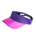 Lila Stoff-Stirnband mit rosa durchsichtigem Plastikvisier und weißem Pflegeetikett - Lila