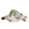 Chinese style open top sun hat with floral pattern and breathable woven canvas texture - One Size / Beige Fresh Botanical Style
