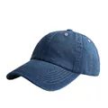 Classic dark blue washed denim baseball cap with curved brim and reinforced stitching - Adjustable / Dark Blue