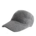 Casquette de baseball en fourrure de lapin tricotée gris clair pour chaleur hivernale - Réglable / Gris