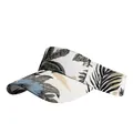 Beige visor hat with blue tropical flower and grey palm leaf pattern for summer - One Size / Cream White Holiday Blue Floral Style