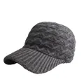 Dark grey chunky knit baseball cap for women with cable knit pattern and brim - Adjustable (56-59cm) / Dark Gray