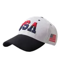 Casquette USA bicolore blanche et noire avec drapeau brodé et lettres en rouge et bleu - Sommet Blanc Bord Noir Contraste / Blanc