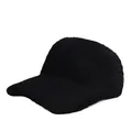 Berretto aperto in maglia di pelliccia sintetica nera da donna, cappello invernale caldo - Regolabile / Nero