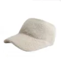 Cappello a visiera in maglia di pelliccia di coniglio beige per l'inverno da donna - Regolabile / Beige