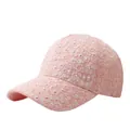 Pink lace baseball cap for women with floral embroidery and colorful rhinestones - Adjustable / Pink