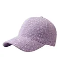 Light purple baseball cap with floral embroidery and colorful rhinestone embellishments - Adjustable / Purple