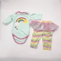 Tweeledige poppenoutfit met regenboogromper en gestreepte tutu-broek voor 20-22 inch poppen - Mintgroen Regenboog Stijl / Muntgroen / 50-55cm