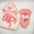 Ensemble de vêtements de poupée bébé renard rose avec cape à capuche et body - Convient Pour Les Poupées De 50-55cm / Barboteuse Renard Rose (Barboteuse Uniquement Sans Couverture)