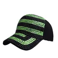 Sparkling baseball cap with green and black rhinestones in a striped pattern - Black and Light Blue Rhinestone