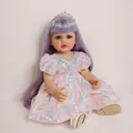 55cm realistic reborn baby girl doll with long purple hair in a pink sequin tutu dress - 55cm Full Vinyl Version / 55 cm