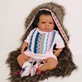 Detail of 50cm lifelike black skin baby doll with curly hair and ethnic style shoes - 50cm Cloth Body Doll / Deep Skin