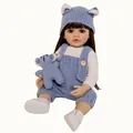55cm lifelike reborn doll Betty in blue knit outfit with matching teddy bear - Full Silicone Body Style / Large Size (55cm)