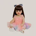55cm lifelike reborn baby girl doll Betty in pink ruffle tulle princess dress - Realistic Full Vinyl Style / 55 cm
